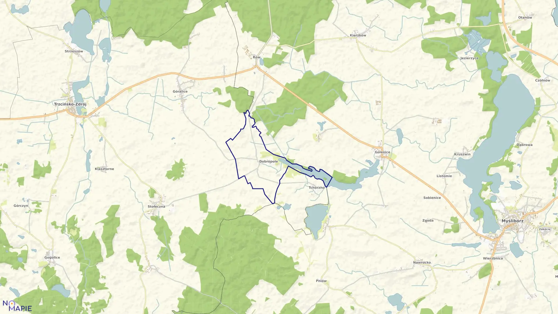 Mapa obrębu Dobropole gm.Trzcińsko Zdr. w gminie Trzcińsko-Zdrój