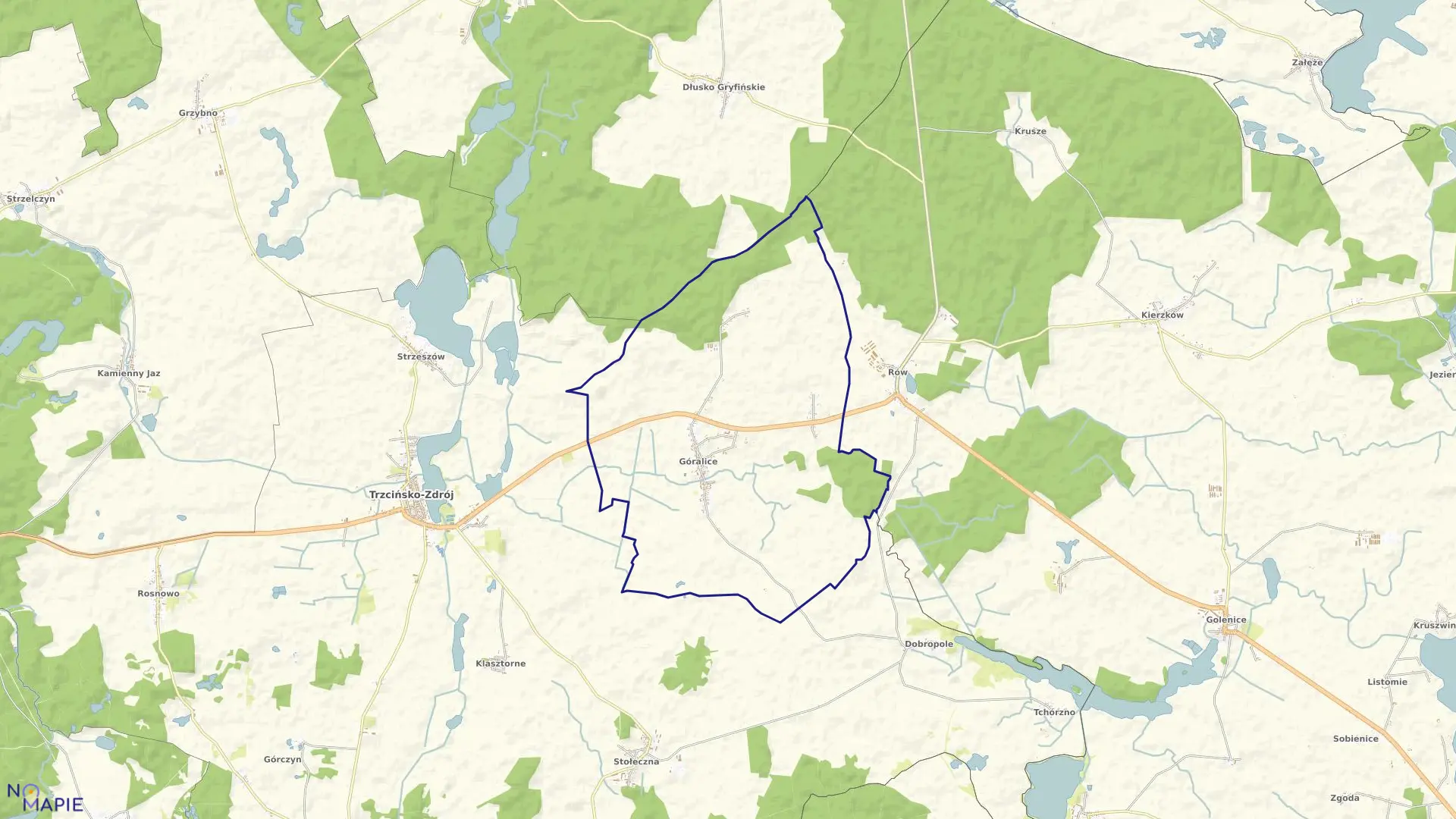 Mapa obrębu Góralice w gminie Trzcińsko-Zdrój