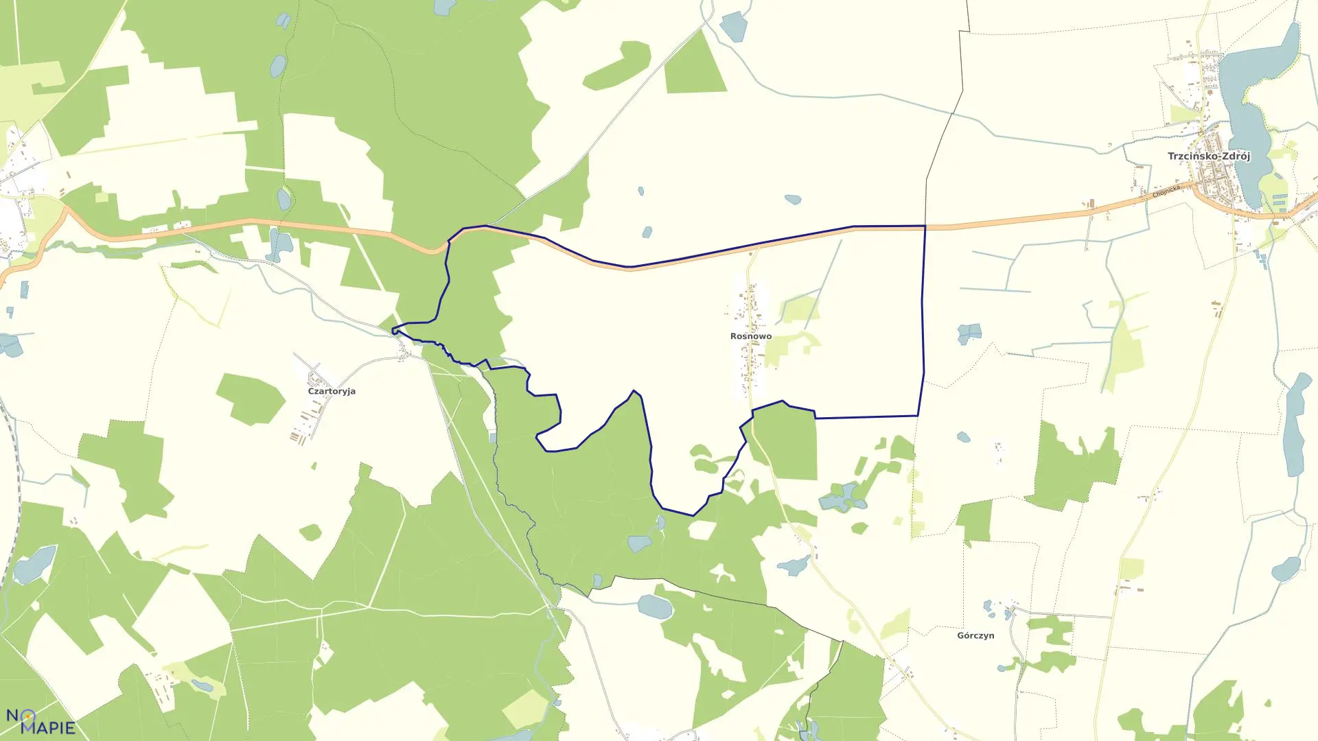 Mapa obrębu Rosnowo w gminie Trzcińsko-Zdrój