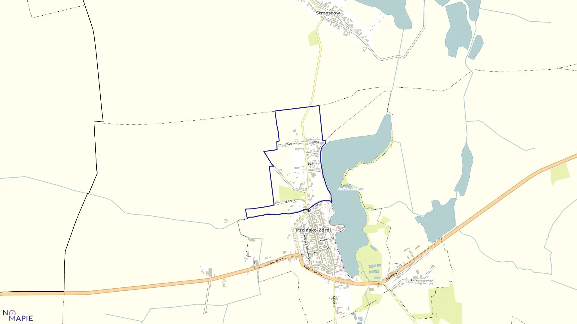 Mapa obrębu Trzcińsko Zdrój 1 w gminie Trzcińsko-Zdrój